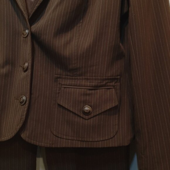 TAPEMEASURE Pinstripe 2pc Pant Suit Blazer Jacket Womens Size 10 Brown Business - Picture 4 of 15